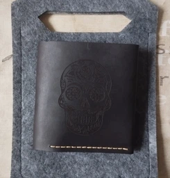 Кожаный мужской кошелек Square Skull Коричневый (nas120102-2) фото от покупателей 2