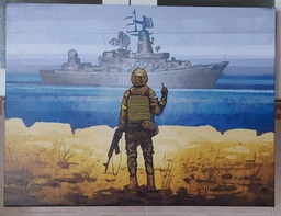 Картина Холстович Русский военный корабль иди 30x40 см. Интерьерная картина патриотическая, для офиса, гостиной