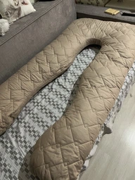 Подушка ортопедическая для тела Sei Design U-Shape формы Антиаллергенное волокно со стежкой и молнией 140х75х20 см Беж (4820227282753) фото от покупателей 12