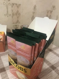 Напій кавовий розчинний Jacobs Cappucino зі зменшеним вмістом цукру 14 г х 10 шт. (8714599106396) фото від покупців 2