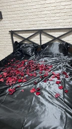 Атласное Бордово-бронзовое полуторное постельное белье Moka Textile 145*210 фото от покупателей 4