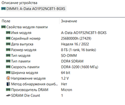 Оперативна пам'ять Micron SODIMM DDR4 8Gb 3200MHz PC4-25600 (MTA8ATF1G64HZ-3G2J1) фото от покупателей 13