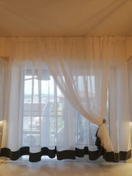 Тюль для кухни Adagio Windows Decor Вероника из белого шифона и цветной отдделки 300 х 160см, бежевая