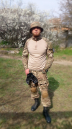 Тактичний костюм G3 Multicam, штурмова військова, бойова форма, сорочка з довгим рукавом та штани з наколінниками Мультикам р.S