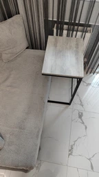 Приставний Столик Террі Ferrum-decor 650x440x330 Чорний метал ДСП Бетон 16 мм (TERR007)