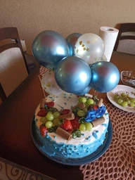 Топпер на торт з повітряних куль "Chrome blue"