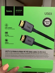 Кабель HDMI Hoco US03 2.0 с нейлоновой оплёткой и позолоченными коннекторами 4K 2m чёрный фото от покупателей 1