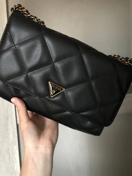 Сумка GUESS CESSILY Quilted 67921 Чорний-Білий (2000029705748) фото от покупателей 1