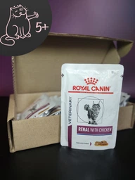 Влажный корм Royal Canin RENAL CAT CHICKEN (Кусочки в соусе) для взрослых кошек, поддержание функции почек при острой или хронической почечной недостаточности 85 г (9003579000458)