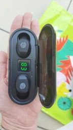 Бездротові навушники F9 з павербанком - Bluetooth сенсорні вакуумні чорні вкладиші фото від покупців 19