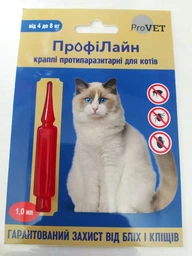 Капли на холку ProVet Профилайн для котов 4кг-8кг (1 пипетка*1,0мл) инсектоакарицид