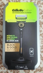 Станок для бритья мужской Gillette Labs BLACK AND GOLD edition с чистящим элементом дорожный футляр 5 лезвий 2 картриджа магнитная док-станция фото от покупателей 4