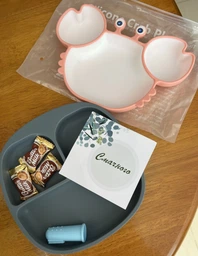 Секційна тарілка силіконова дитяча на присосці для першого прикорму, Гірчичний, 1 шт. фото від покупців 3