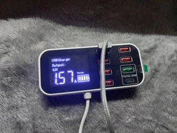 Зарядна станція ASOMETECH 40W LED дисплей USB+Type-C 8-портовий настільний зарядний пристрій Швидка USB-зарядка QC3.0 PD3.0