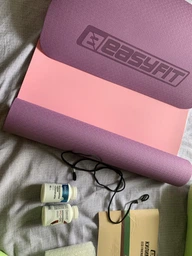 Коврик для йоги и фитнеса EasyFit TPE+TC 6 мм двухслойный синий-голубой