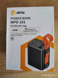 Батарея універсальна Atria 60000mAh, 100W, PD2.0, QC (WPD-101) фото від покупців 2