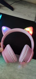 Беспроводные наушники ATD АКZ-К27L с кошачьими ушками, LED-подсветкой, Bluetooth, FM, MicroSD и микрофоном | Для детей и взрослых | Бежевые фото от покупателей 1