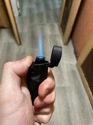Зажигалка газовая турбо PROF FULL BLACK RUBBER GRENADE регулятор пламени пластик Черный (40804680)