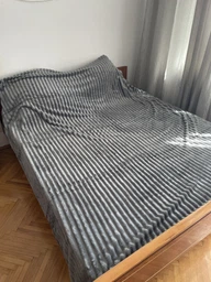 Плед Шарпей ZGL широкая и мягкая полоска 200х230см Серый фото от покупателей 4