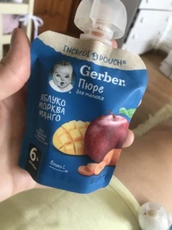 Дитяче пюре Gerber Яблуко, морква, манго 90 г (1227031) фото від покупців 14