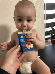 Упаковка Фруктово-овочевого пюре Gerber Яблуко Банан Полуниця для дітей із 6 місяців 90 г х 16 шт (8445290734204) фото від покупців 18