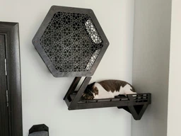 Настенная кровать для кота, шестиугольная полка для кота, 3 настенные ступеньки. Полки для кота. Цвет темное дерево