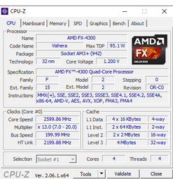 Процессор AMD Vishera FX-4300 4 Ядра, 3.8GHz, sAM3+ , Tray ( FD4300WMW4MHK ) Б/У