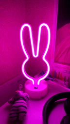 Неоновый светодиодный ночник для интерьера Decoration Lamp Зайчик USB/3хАА Розовый | Настольный светильник | 722821 фото от покупателей 1