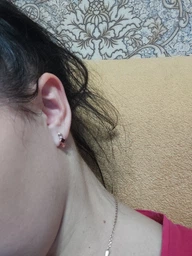 Сережки з червоного золота з діамантами і гранатами 578062
