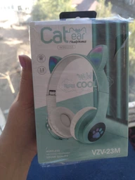 Навушники Bluetooth MDR CAT ear VZV-23M 7805 з підсвіткою, м'ятні