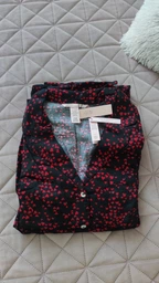 Фланелевая пижама Victoria's Secret Flannel Long Pajama Set Black Red Hearts XS Черная