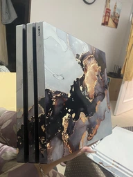 Виниловая наклейка на Playstation 4 Pro консоль и контроллер фиолетовый черный мрамор, арт.700453 фото от покупателей 5