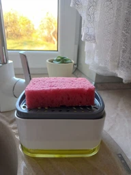 Кухонний органайзер для миття посуду SOAP PUMP диспенсер-дозатор та підставка під губку (чорний) фото від покупців 16