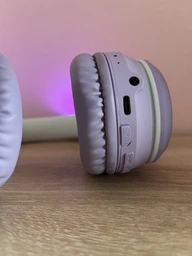 Детские беспроводные наушники CATEAR BT029I с ушками, LED-подсветкой, Bluetooth + AUX Сине-розовые фото от покупателей 6