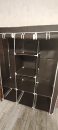 Складной каркасный тканевый шкаф Storage Wardrobe «88130 brown», шкаф на три секции 130х45х175 см Коричневый легко собирается и отлично экономит пространство фото от покупателей 1
