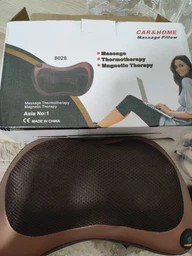 Вибромассажная дорожная подушка, тревел подушка-массажер U-Shaped Massage Pillow, массажная подушка для шеи с USB зарядкой, серый с коричневым