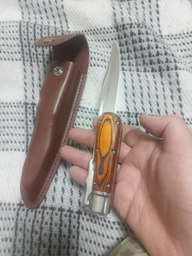 Нож складной с Удлиненным лезвием 440С сталь, кожаный чехольчик фото от покупателей 1