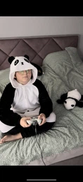 Подростковые Кигуруми Слип Пижама для Мальчиков Kigurumi Панда Кунг-фу Черно-белая 165-175 см. (2063)