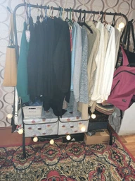 Напольная вешалка для одежды и обуви металлическая с крючками Clother Rack стойка для вещей стеллаж Черная GS-6286