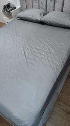 Комплект постельного белья Еней-Плюс Евро 200x220 см Luxe-0008 серый Microfiber (4820001331905) фото от покупателей 4