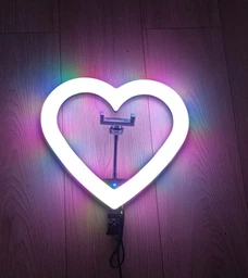 Кольцевая светодиодная лампа в форме сердца LED RGB JM33-13 штатив и селфи блютуз пульт Набор блогера кольцо на 33 см от USB фото от покупателей 5