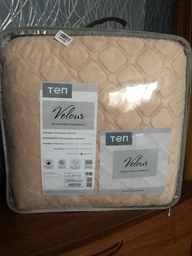 Покривало ТЕП велюрове Velour Ромб круглий Пудровий двоспальне 180х240 см Двостороннє фото від покупців 1