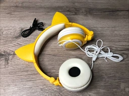 Проводные LED-наушники с кошачьими ушками UFT LX-L108 Yellow Желтые (UFTBL108Yellow)