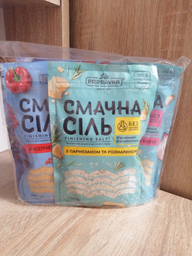 Набор морской соли Приправка Вкусная соль с пармезаном и розмарином, с чесноком и луком, с копченой паприкой, копченая 4 шт (4820195513897) фото от покупателей 2