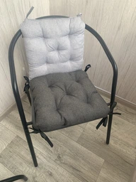 Подушка на табурет Ekkoseat Сіра. Із зав'язками. 40x40х7см фото від покупців 4