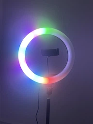Кольцевая светодиодная цветная лампа RGB LED MJ26 Набор блогера селфи кольцо со штативом Мультиколор 26 см фото от покупателей 14