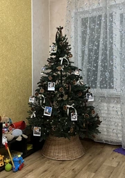 Натуральная гипоаллергенная качественная плетеная Корзина ручной работы из лозы KL2 Ширина 60 см подставка для новогодней елки (78911342) фото от покупателей 2