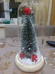 Різдвяна ялинка, що світиться, в колбі christmas decor з зіркою і LED підсвічуванням 23.5 см на батарейках фото від покупців 1