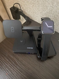 Бездротовий зарядний пристрій Canyon WS-404 QI 4 в 1 15 Вт Black (CNS-WCS404) фото від покупців 2