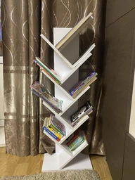 Полка для книг в форме дерева, напольная полка для дома из ДСП, Бетон, P-33BT